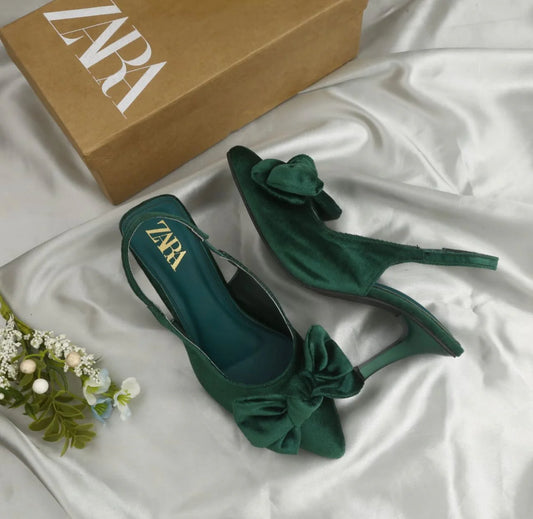 ZARA Green Tai Knot Heel