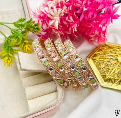 Elegant Gold Bangles with Gemstones