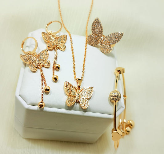 Butterfly Jewelry Set with Diamonds