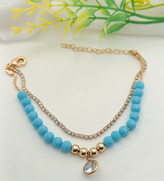 Boho-Chic Anklet with Blue Beads