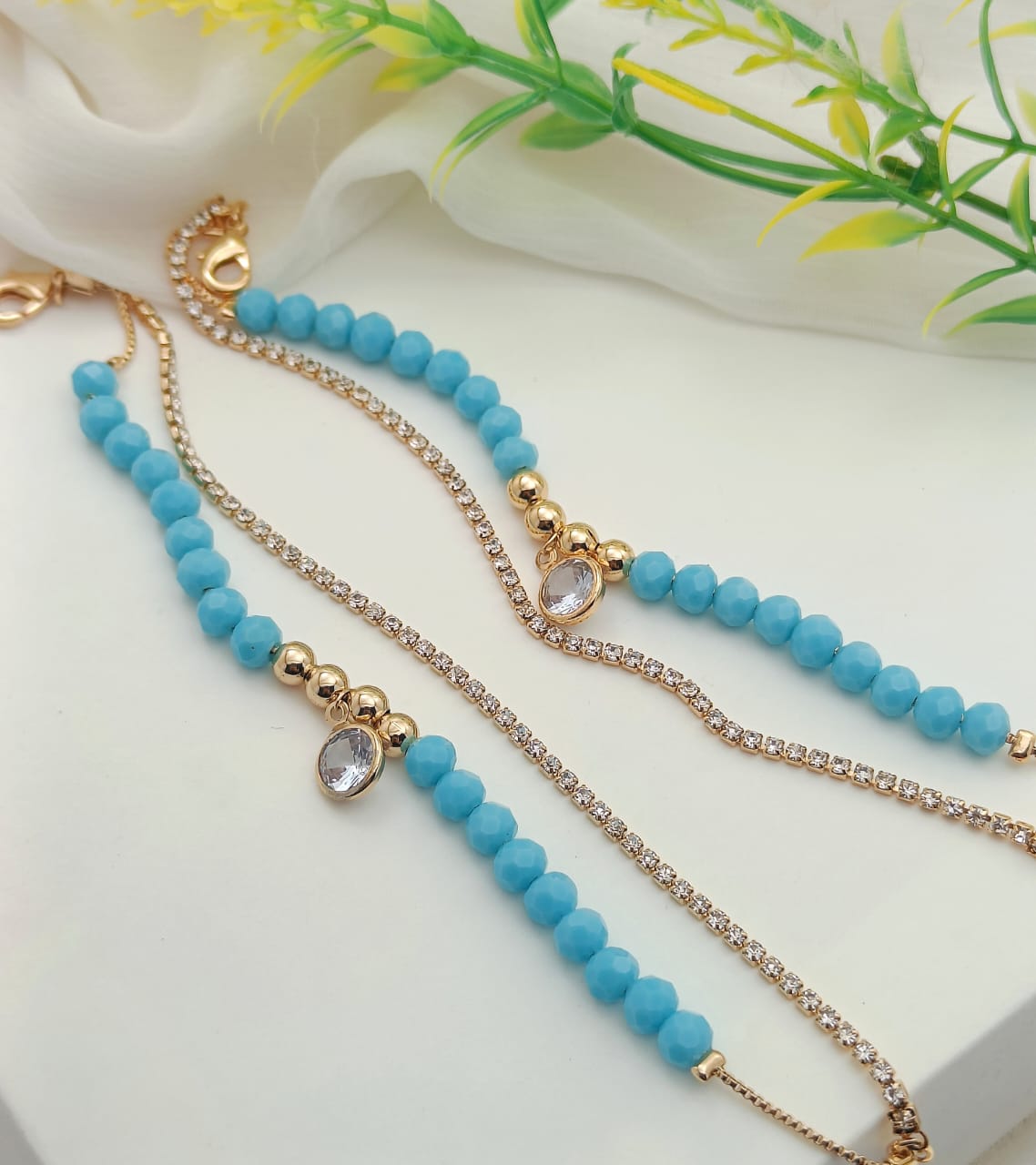 Boho-Chic Anklet with Blue Beads