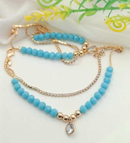 Boho-Chic Anklet with Blue Beads